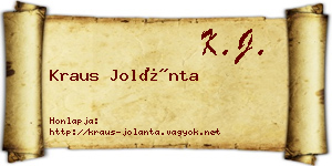 Kraus Jolánta névjegykártya